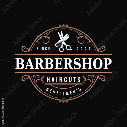 Barbershop vintage ornamental logo