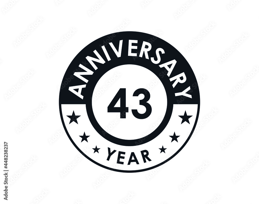 43 years anniversary badge vector design