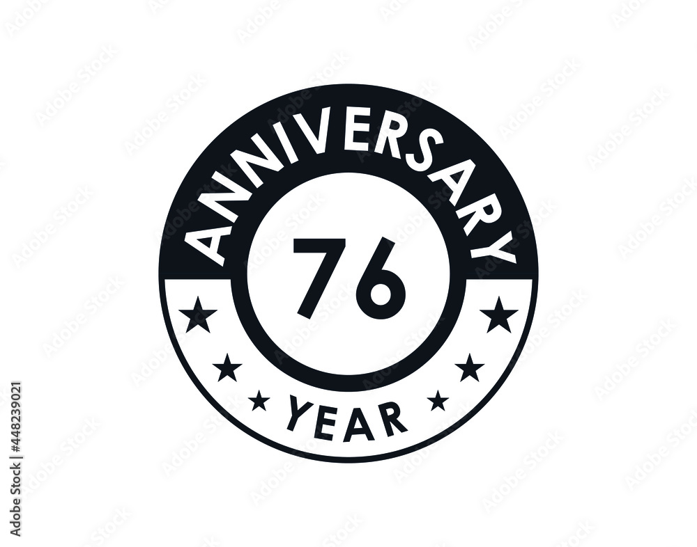 76 years anniversary badge vector design