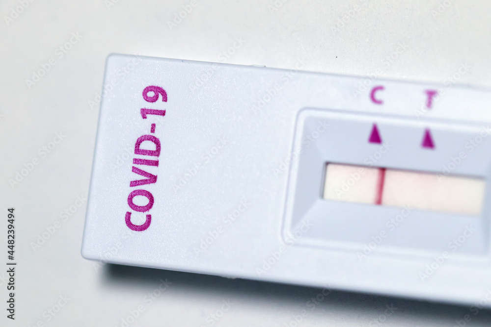 Negative Cassette rapid test for COVID-19, Test Result by Using Novel Coronavirus COVID 19 SARS COV-2 Antigen Lateral Flow Rapid Qualitative Test Kit white background. Antigen Test with copy space. Negative Cassette rapid test for COVID-19, Test Result by Using Novel Coronavirus COVID 19 SARS COV-2 Antigen Lateral Flow Rapid Qualitative Test Kit white background. Antigen Test with copy space.