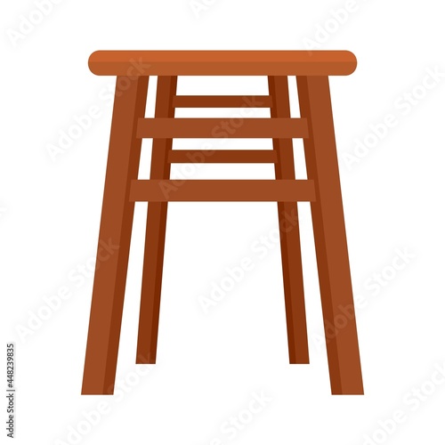 Backless chair icon flat isolated vector