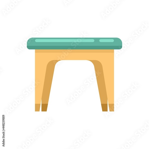 Plastic backless chair icon flat isolated vector