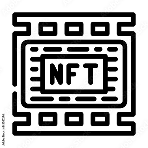 nft movies line icon vector. nft movies sign. isolated contour symbol black illustration