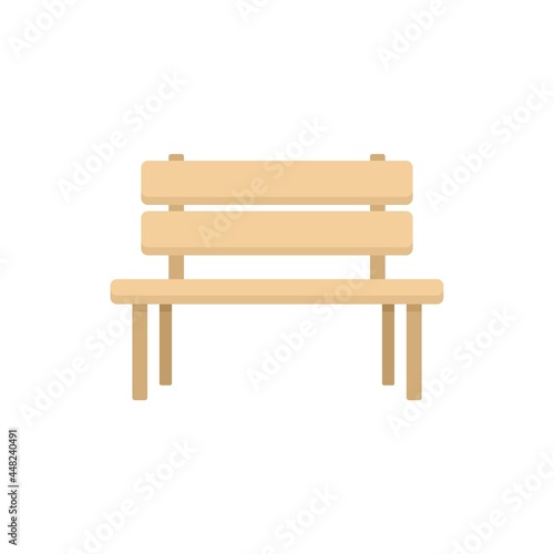 Wood garden bench icon flat isolated vector