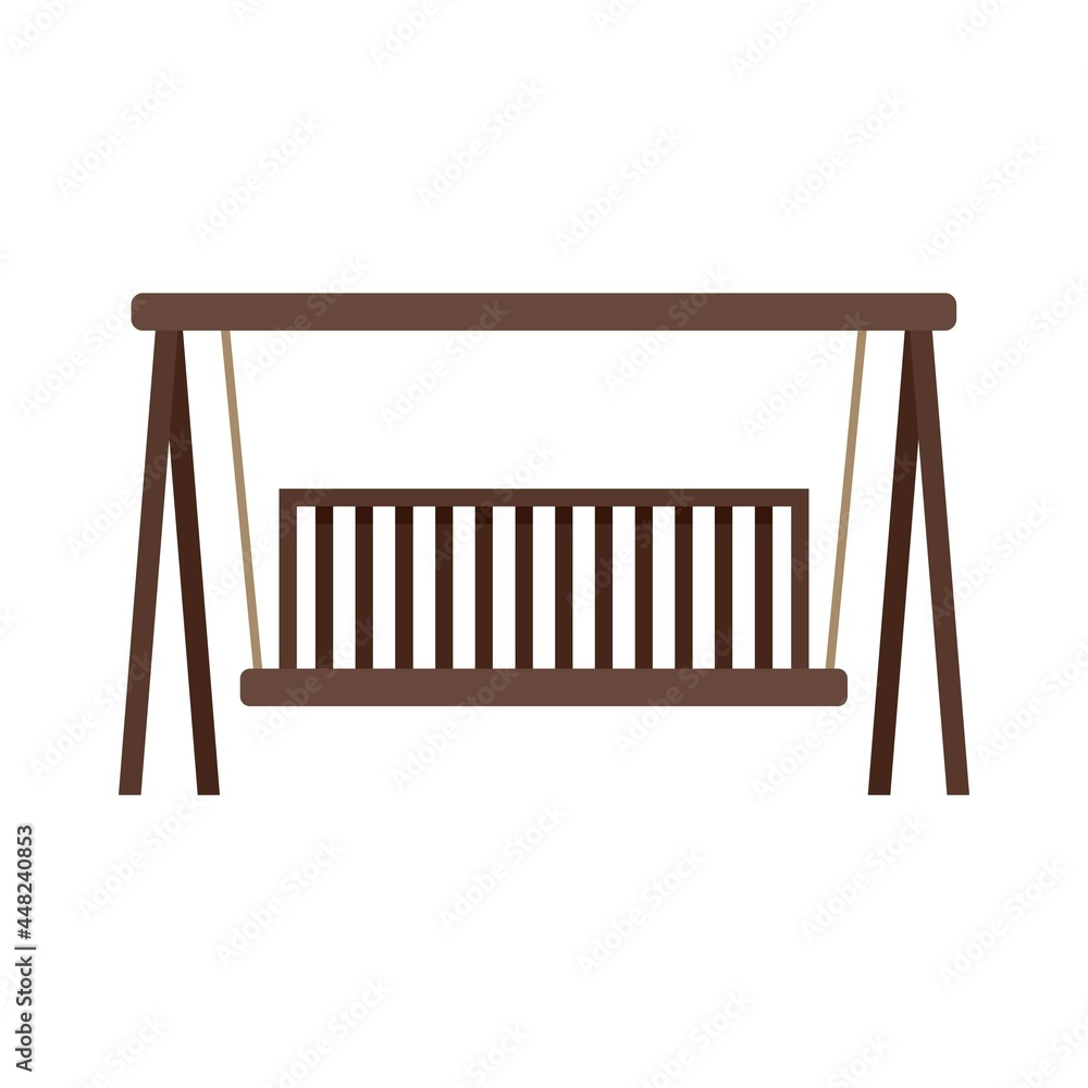 Swing wood bench icon flat isolated vector Swing wood bench icon flat isolated vector