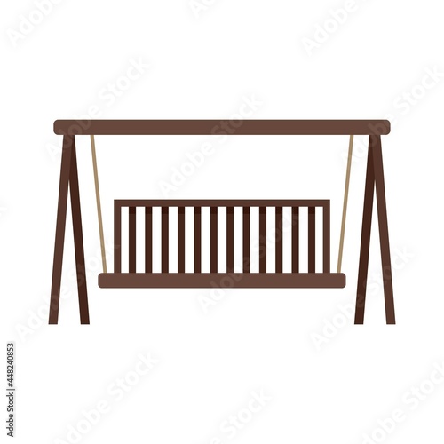 Swing wood bench icon flat isolated vector