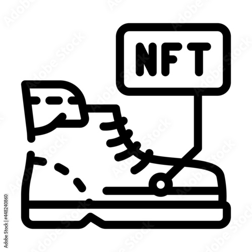 virtual blockchain-based sneakers line icon vector. virtual blockchain-based sneakers sign. isolated contour symbol black illustration