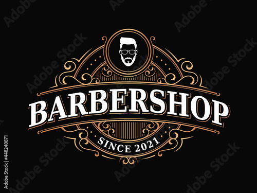 Barbershop vintage royal luxury victorian ornamental logo
