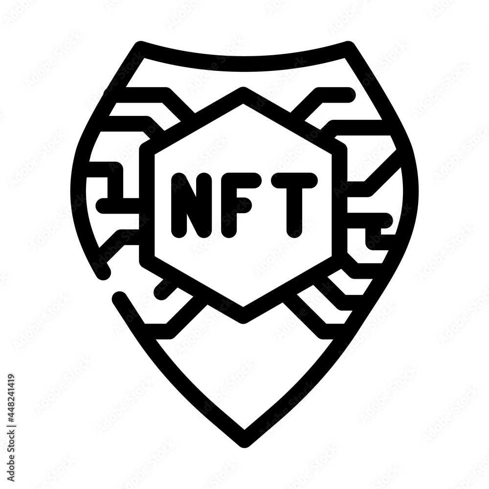 nft shield line icon vector. nft shield sign. isolated contour symbol black illustration nft shield line icon vector. nft shield sign. isolated contour symbol black illustration