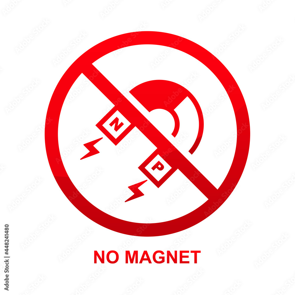 No magnet sign isolated on white background vector illustration. No magnet sign isolated on white background vector illustration.