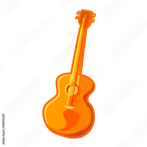 Acoustic guitar isolated on white background. Vector illustration of classical music instrument