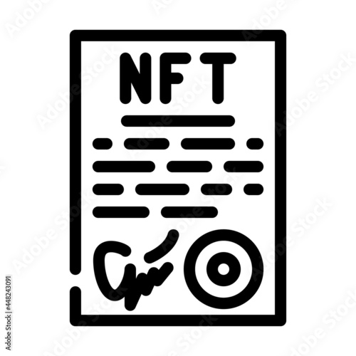 approved virtual nft contract line icon vector. approved virtual nft contract sign. isolated contour symbol black illustration