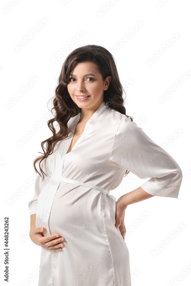 Beautiful pregnant woman on white background Beautiful pregnant woman on white background