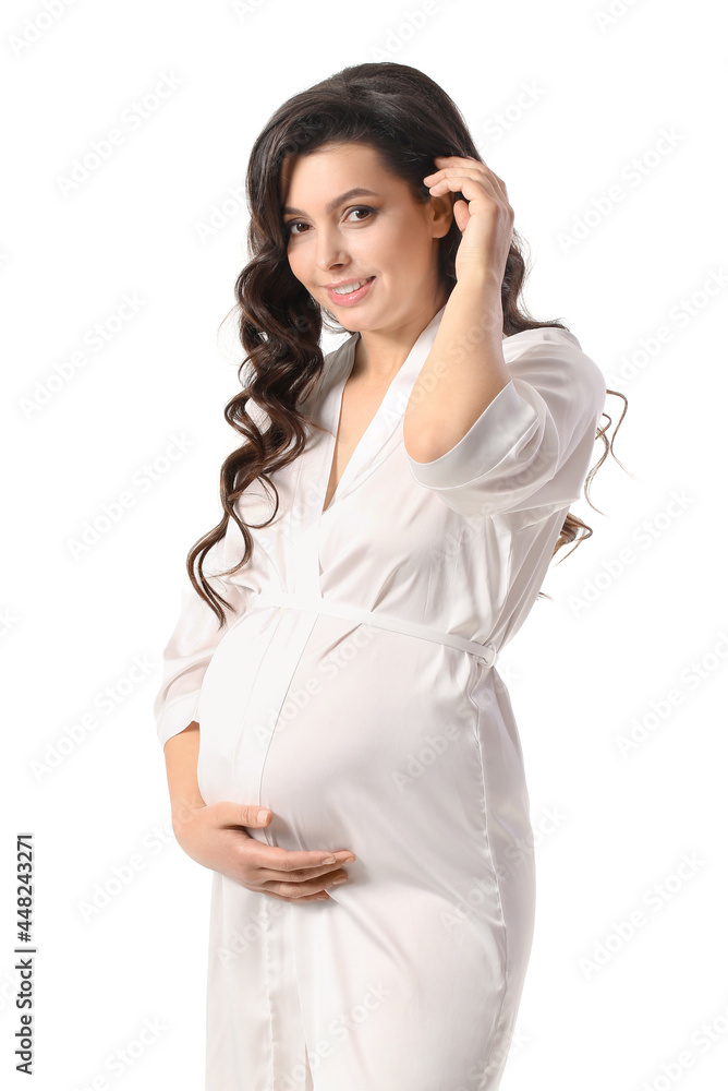 Beautiful pregnant woman on white background Beautiful pregnant woman on white background