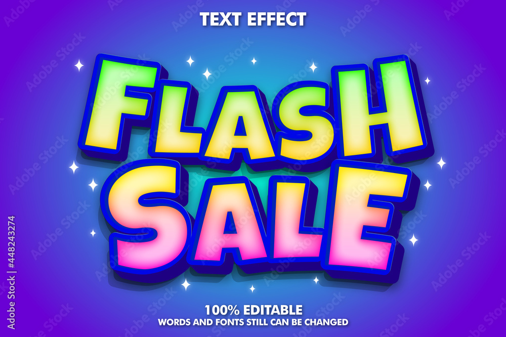 Fototapeta premium Flash sale editable text effect, flash sale sticker, editable cartoon text effect