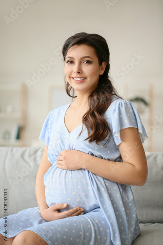 Young pregnant woman at home