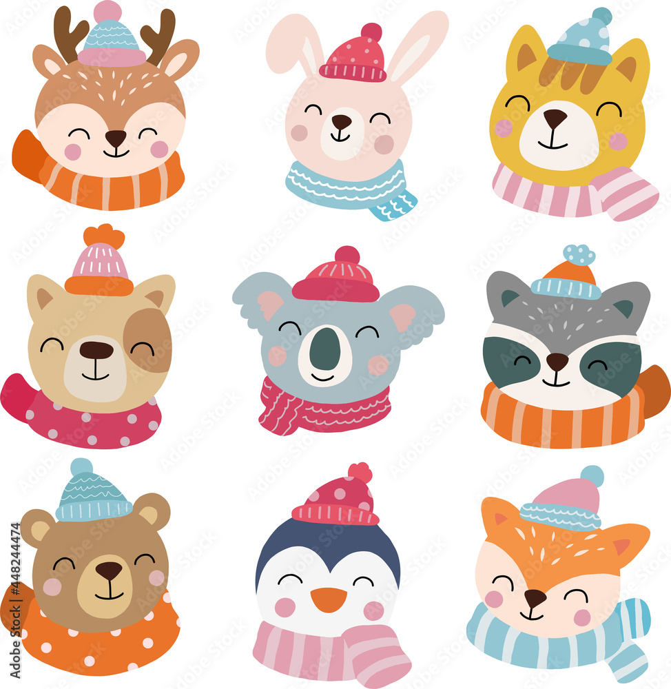 Winter Animals Clipart, Animals merry christmas Winter Animals Clipart, Animals merry christmas
