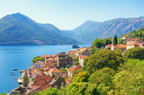 Beautiful  Mediterranean landscape. Montenegro, Adriatic Sea. View of Kotor Bay and Perast town