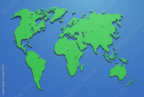 3d world map with shadow and light. Vector illustration.