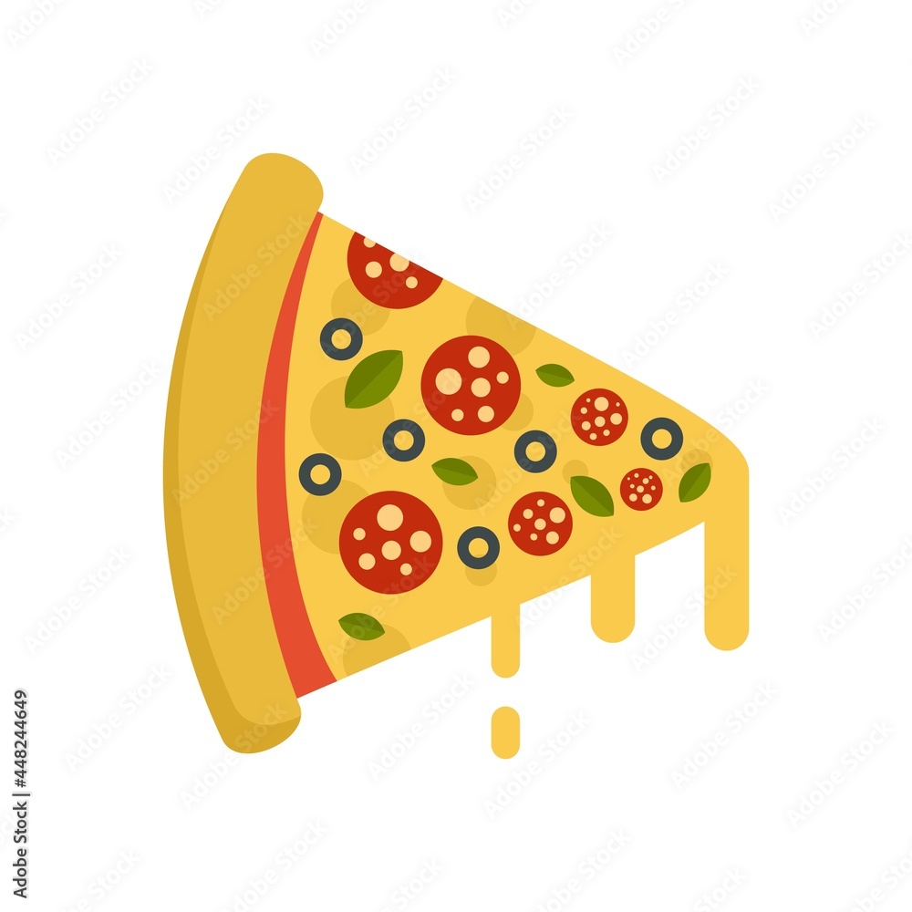 Hot pizza slice icon flat isolated vector Hot pizza slice icon flat isolated vector