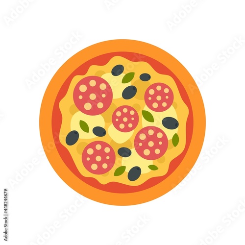Olive italian pizza icon flat isolated vector