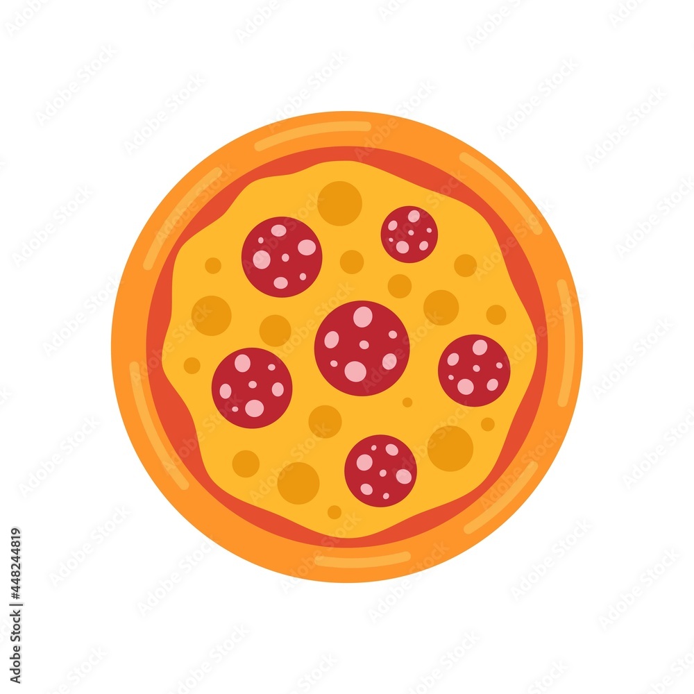 Margarita pizza icon flat isolated vector Margarita pizza icon flat isolated vector