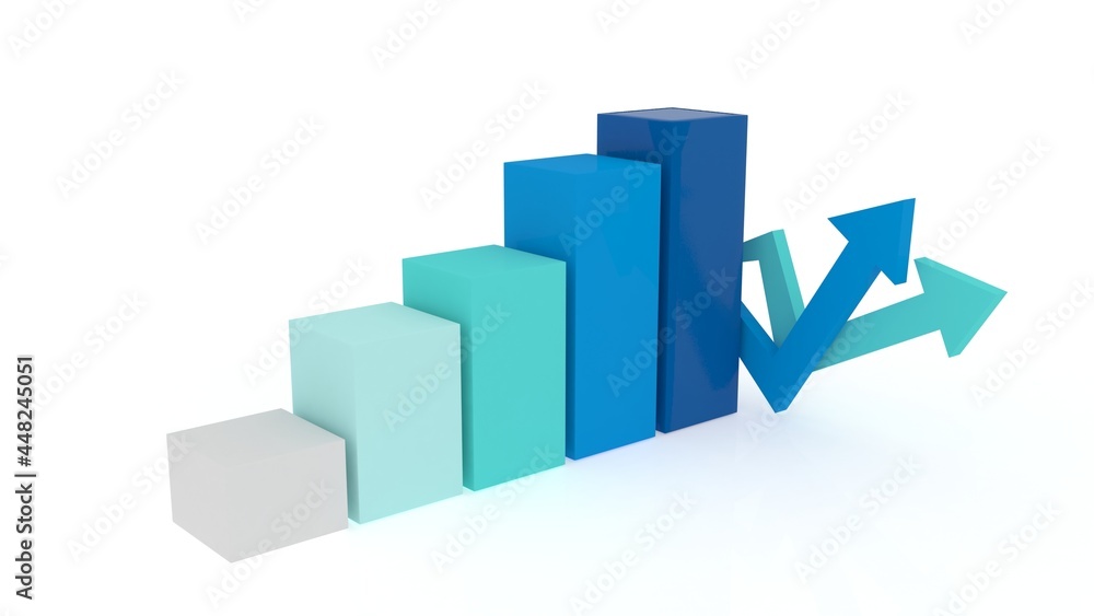 3d illustration business graph with arrow concept 3d illustration business graph with arrow concept