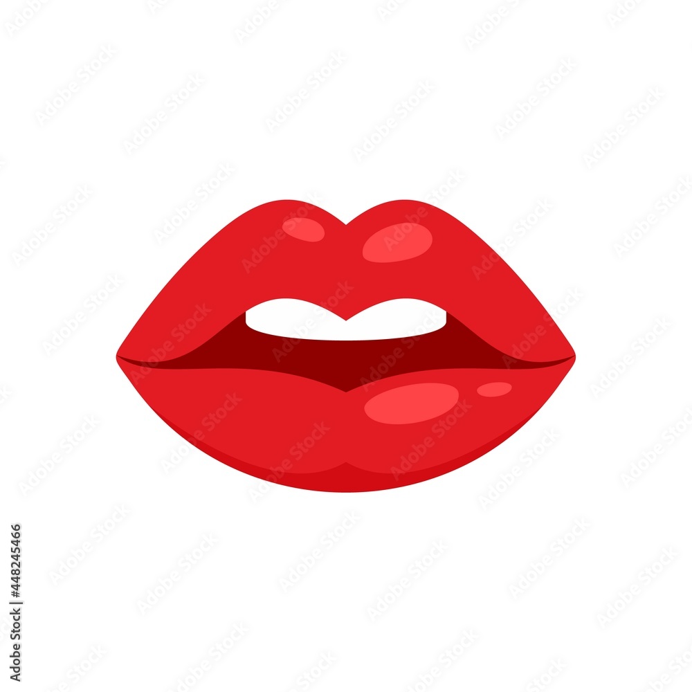 Lip kiss icon flat isolated vector