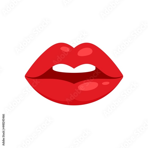 Lip kiss icon flat isolated vector