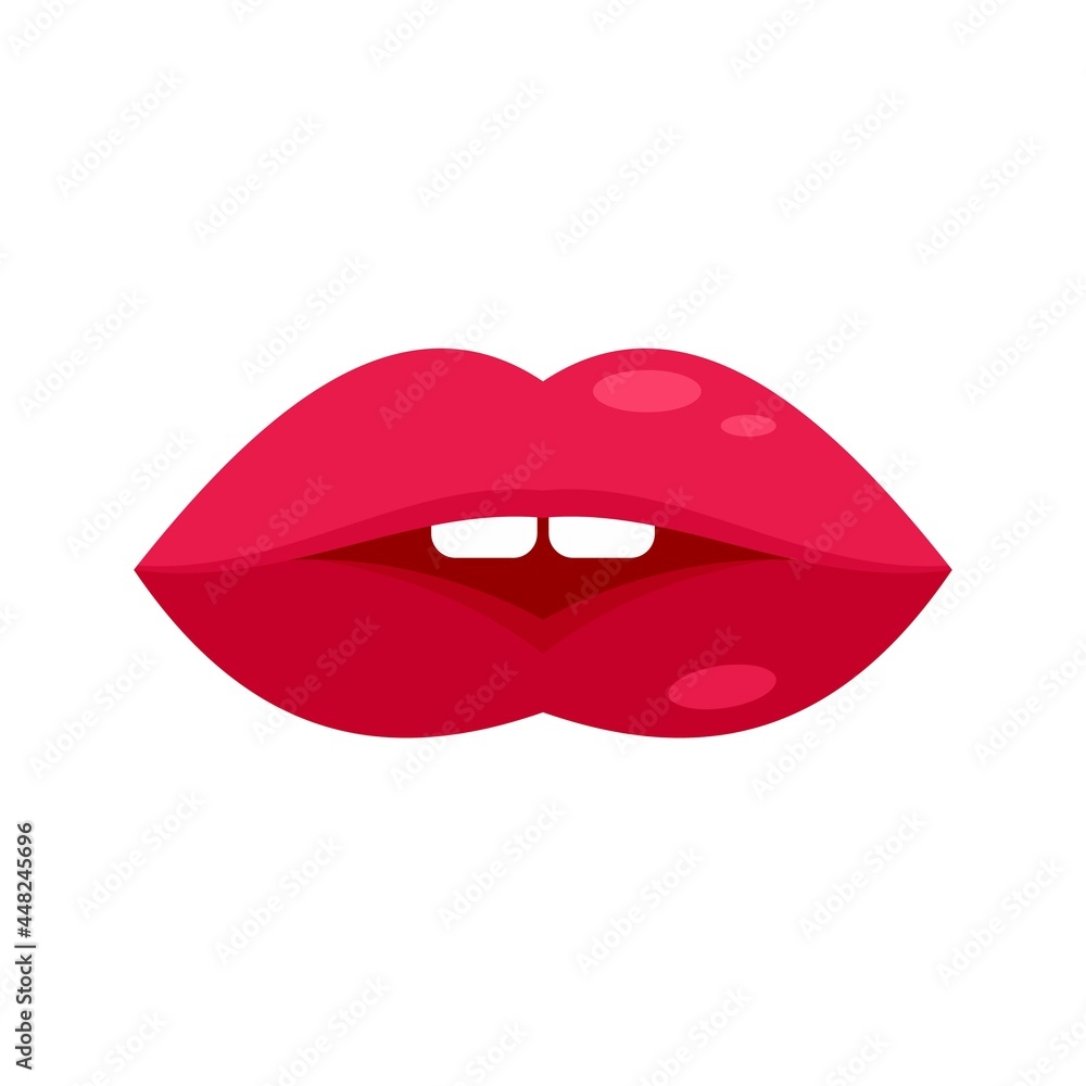 Sensual kiss icon flat isolated vector