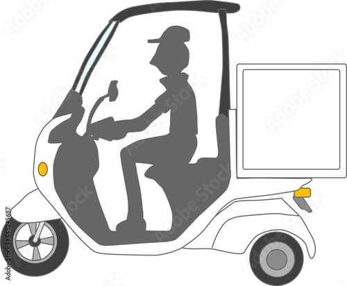 バイクの配達人の影