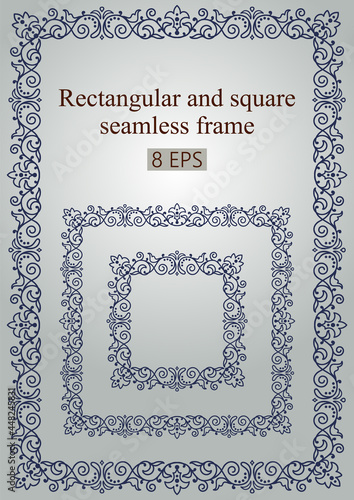 The classic frame is rectangular and square in shape. Vector seamless border.