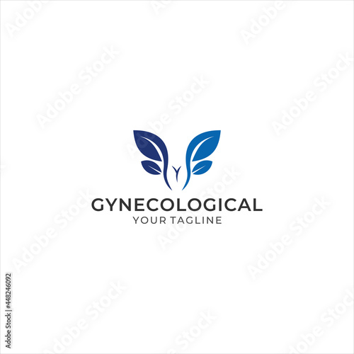 logo gynecological with leaf, female reproductive, cancer, lotus, health, expert doctor. for medical surgery