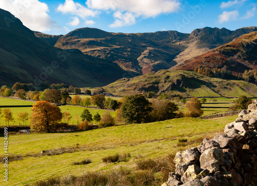 Crinkle Crags, Bow Fell with The Band and Stool End in Langdale viewed from The Cumbria Way photo