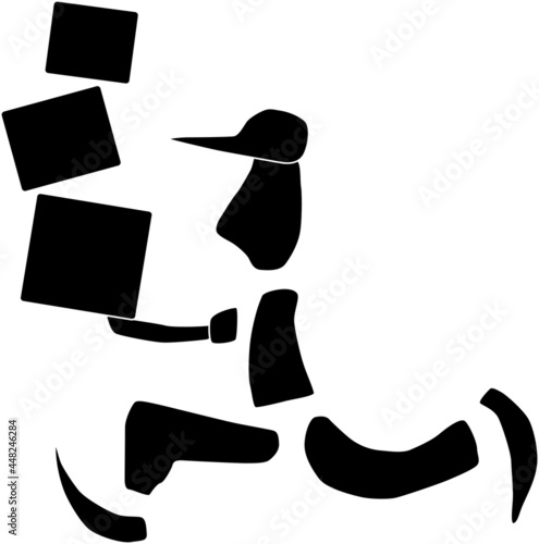 荷物を運ぶ人の可愛いアイコン「シルエット」