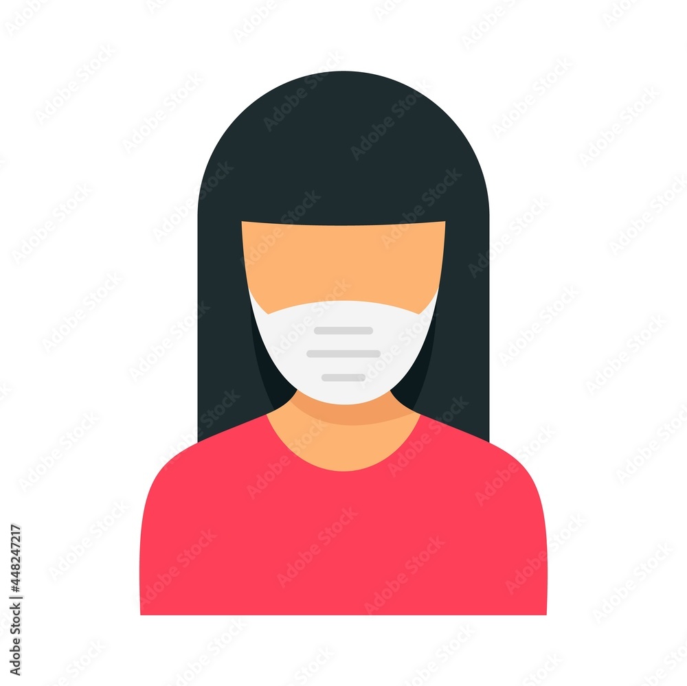 Woman protect mask icon flat isolated vector Woman protect mask icon flat isolated vector