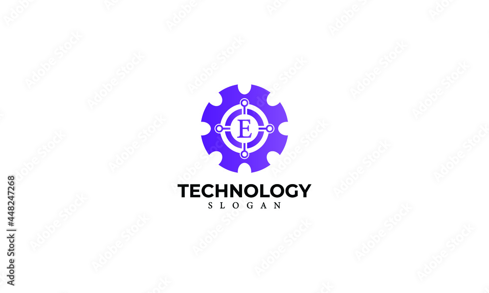 Alphabet E Technology Monogram Vector Logo Design, Letter E Technology Icon Template