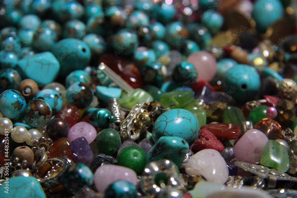 Collection of various colorful pearls. Stunning beads crystals rhinestone. Texture colored beads of different shapes. Multicolored Full frame Collection of various colorful pearls. Stunning beads crystals rhinestone. Texture colored beads of different shapes. Multicolored Full frame