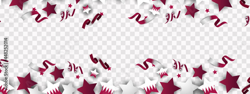 National Qatar day, December 18, Qatar flag, flags, balloons and ribbons, Realistic vector for Qatar day.