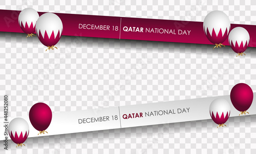 Fotografia, Obraz National Qatar day, December 18, Qatar flag, flags, balloons and ribbons, Realistic vector for Qatar day