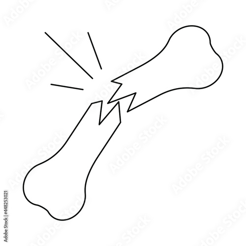 Кость контур. Кость перелом контур.  Bone contour. Bone fracture contour. Vector drawing.