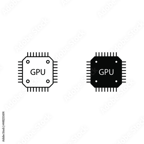 GPU icon. Circuit board icon color editable