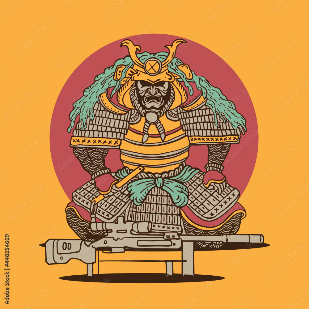 Samurai Warrior Sniper Illustration Samurai Warrior Sniper Illustration
