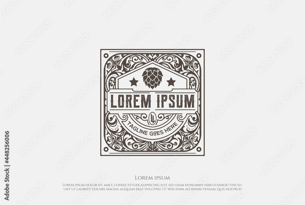 Obraz premium Antique Old Classic Elegant Luxury Golden Label Badge Logo Design Vector