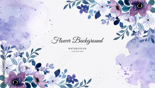 Watercolor purple floral abstract background