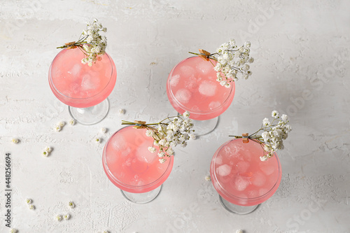 Glasses with tasty cocktail...