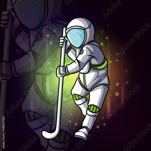 The astronaut playing the hockey