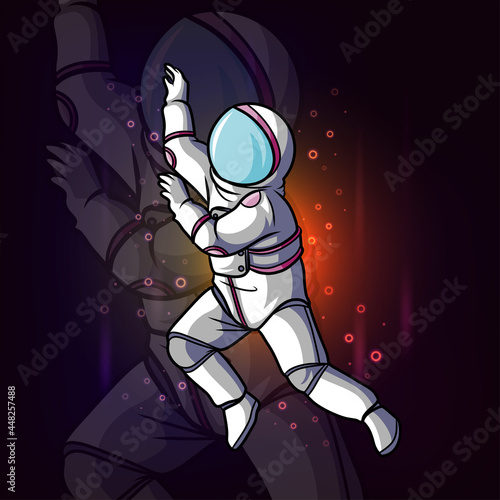 The cool astronaut flying in the outer space