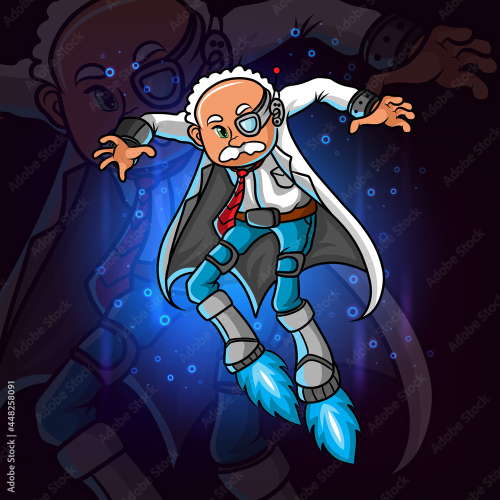 The professor of the scientist flying with the turbo shoes The professor of the scientist flying with the turbo shoes