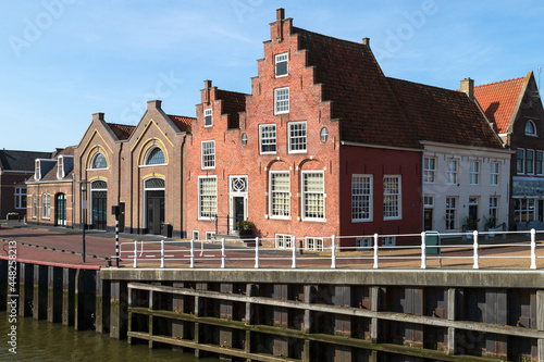Houses and buildings at the Zuiderhaven in Harlingen in the province of Friesland; Netherlands.